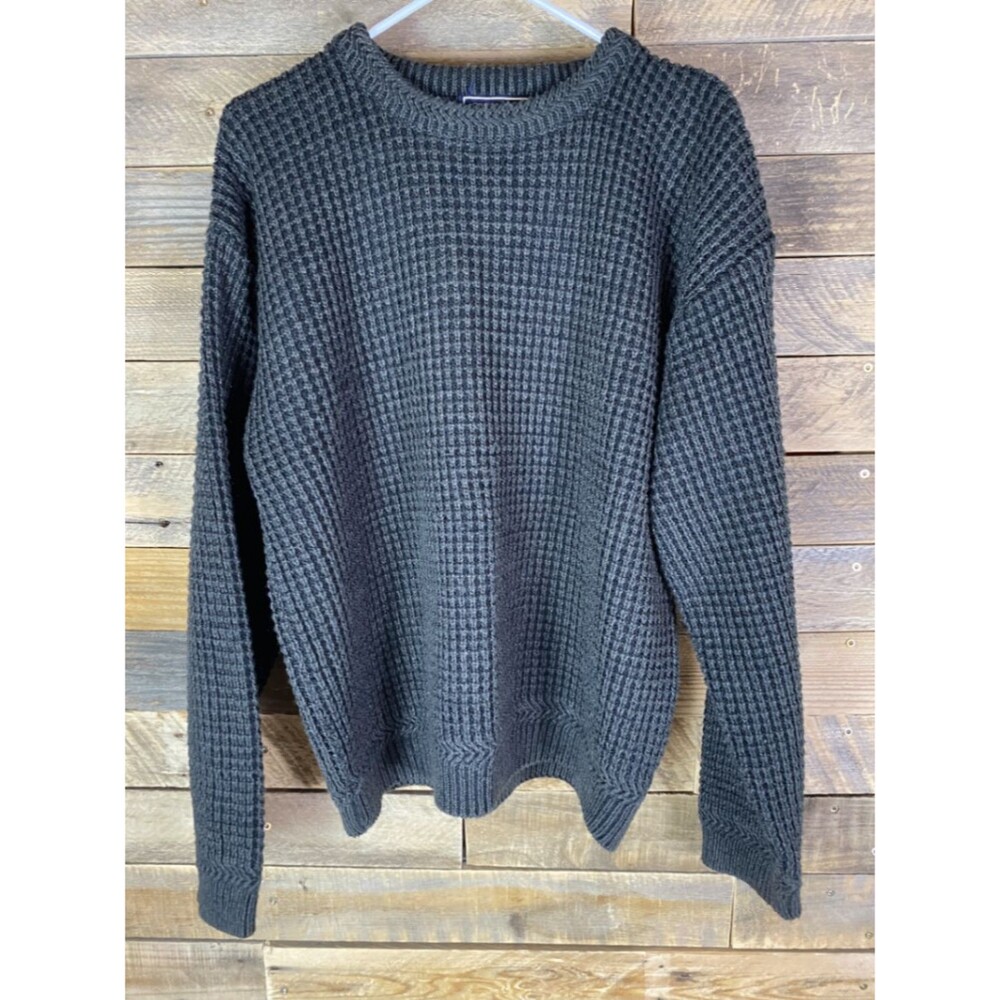 Specialty Collection Men's Heather Grey L Waffle Knit Acrylic Sweater